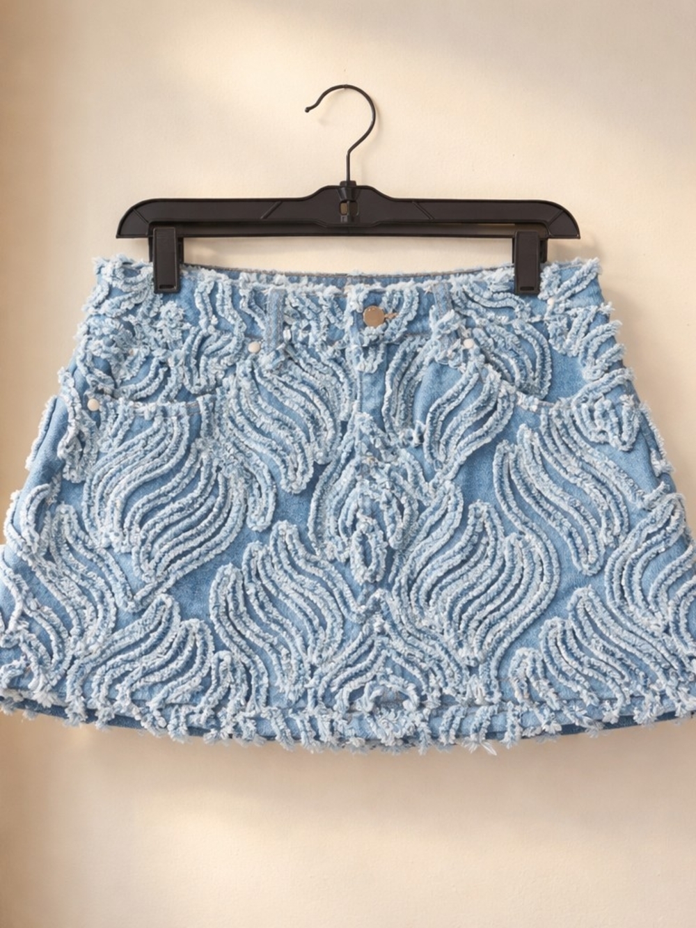 Textured Light Blue Mini Skirt